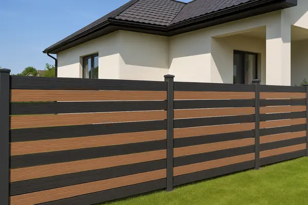 a house featuring a modern style fence around it from LEANDER FENCE REPAIR in Cedar Park, TX - Cedar Park TX