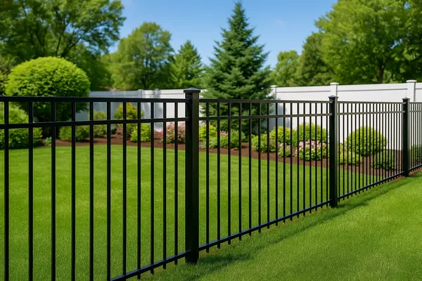 a house backyard with a metal fence from LEANDER FENCE REPAIR in Liberty Hill, TX - Liberty Hill TX