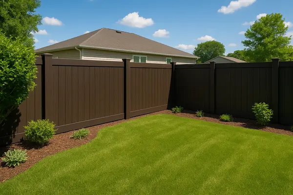 a house backyard with a stained fence from LEANDER FENCE REPAIR in Leander, TX - Post And Picket Replacement