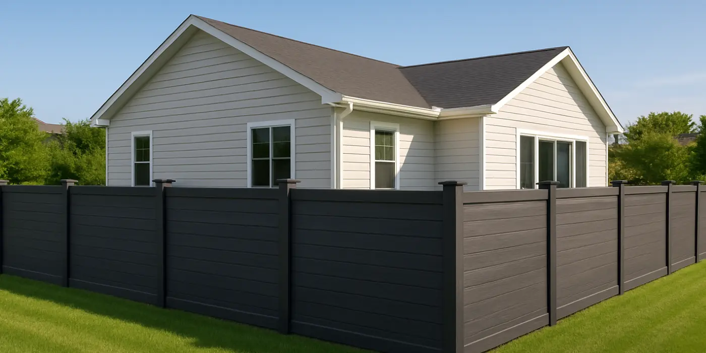 a house featuring a new stained wooden fence around it from Leander Fence Repair in Round Rock, TX - Round Rock TX